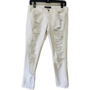 FLYING MONKEY Platinum Classic Skinny Fit White Jeans ~ Distressed ~ Size 25